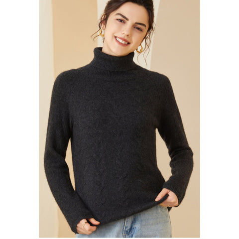 Women's Pure Pullover Turtleneck Cashmere Sweater Long Sleeve Warm Cashmere Tops