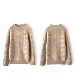 Women's Cable-Knit Winter Mock Neck Warm Cashmere Sweater