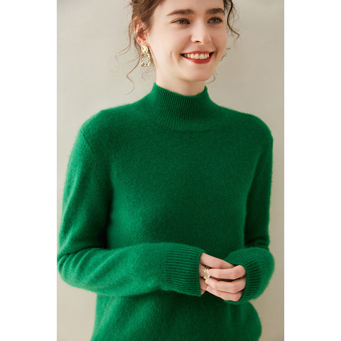 100% Cashmere Turtleneck Soft Warm Fine Knit Pullover Sweater with Ribbed Trim