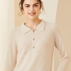 Women's Polo Neck Soft Knit Wool-Cashmere Sweater