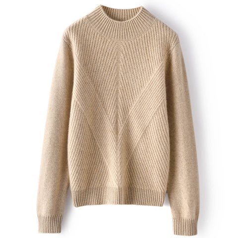 Mock neck Cashmere Sweater for Women  Long Sleeve Warm Cashmere Sweater