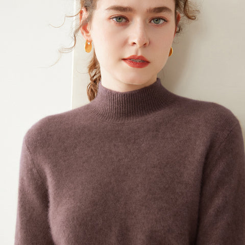 100% Cashmere Turtleneck Soft Warm Fine Knit Pullover Sweater with Ribbed Trim