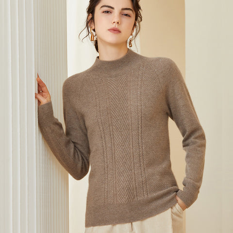 Mock neck Cashmere Sweater for Women  Long Sleeve Cashmere Sweater