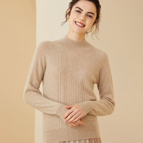 Mock neck Cashmere Sweater for Women  Long Sleeve Cashmere Sweater