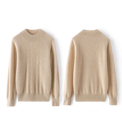 Soft Knit Pullover Textured Mock-Neck Cashmere Sweater for Women