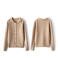 Women’s Soft Knit Button-Up Ribbed Shirt Cashmere Cardigan