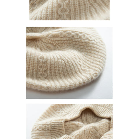 Pure cashmere beret hats for women Soft Warm Girls Cashmere French Beanie Hat