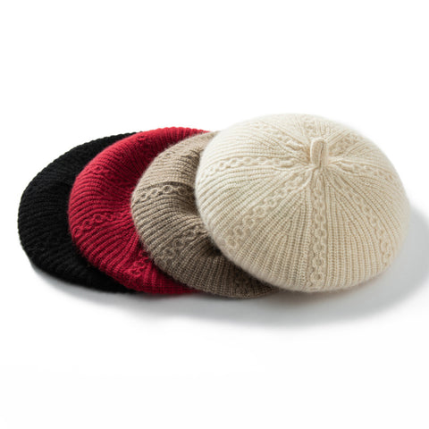 Pure cashmere beret hats for women Soft Warm Girls Cashmere French Beanie Hat