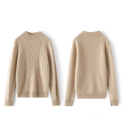 Cashmere Sweater for Women Mock Neck Long Sleeve Warm Cashmere Sweater