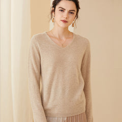 V Neck Classic Soft Lightweight Loose Pullover Cashmere Sweater