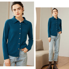 Women’s 100% Cashmere Soft Button-Up Knit Shirt Cardigan