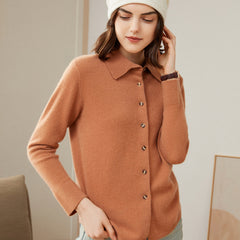 Women’s 100% Cashmere Soft Button-Up Knit Shirt Cardigan