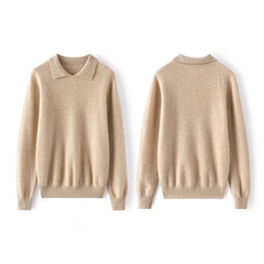 Women's Soft Knit Pullover Polo Collar Cashmere Sweater