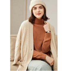 Women's 100% Cashmere Soft Classic Knit Turtleneck Sweater