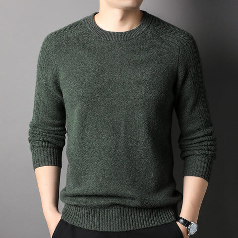 100% Pure Cashmere Sweater for Men Round Neck Pullover Long Sleeve Cashmere Sweater