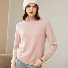 Half High Collar Wool Pullover Cashmere Sweater Top Knit Jumper