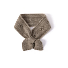 Soft Petite Bow Scarf 100% Cashmere Floral Knitted Small Neck Scarf