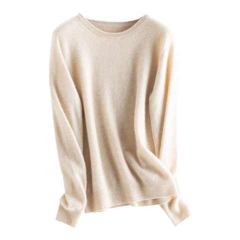 Classic Long Sleeve Knit Pullover Women's 100% Pure Cashmere Crewneck Sweater