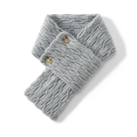 100% Cable Knit Cashmere Buttoned Neck Warmer Versatile Warm Cross Scarf