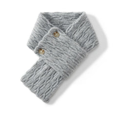 100% Cable Knit Cashmere Button Neck Warmer Versatile Cross Scarf