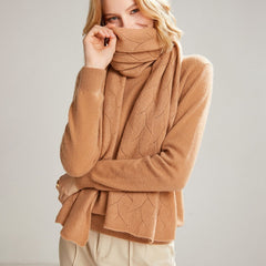 Leaf Pattern Cashmere Wrap 100% Cashmere Lace Knit Scarf