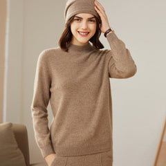 Half High Collar Wool Pullover Cashmere Sweater Top Knit Jumper