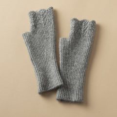 100% Pure Cashmere Knit Fingerless Mittens Gloves