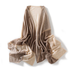 Cashmere Large Colorblock Scarf Knitted Patchwork Wrap Shawl