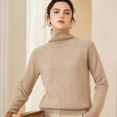 Cashmere Ribbed Turtleneck Thicken Casual Knitted Pullover Sweater