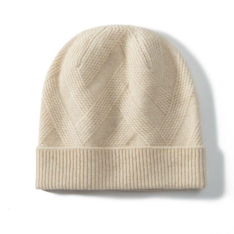 100% Cashmere Knitted Cap Beanie Hat Winter Soft Warm for Men Women