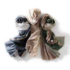 Cashmere Large Colorblock Scarf Knitted Patchwork Wrap Shawl