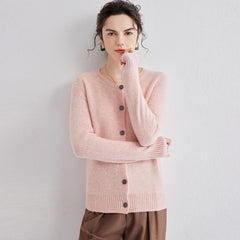Button-Up Cashmere Cardigans Sweaters Knitted Coats Ribbed Trim