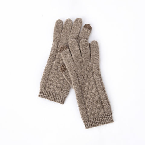 100% reine Kaschmir -Kabel -Strick -Touchscreen -Handschuhe