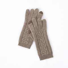 100% Pure Cashmere Cable Knit  Touch Screen Gloves
