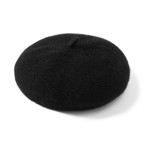 Winter Warm Knitted French Beret Hat Solid Color Flat Cap for Women