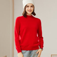 Half High Collar Wool Pullover Cashmere Sweater Top Knit Jumper
