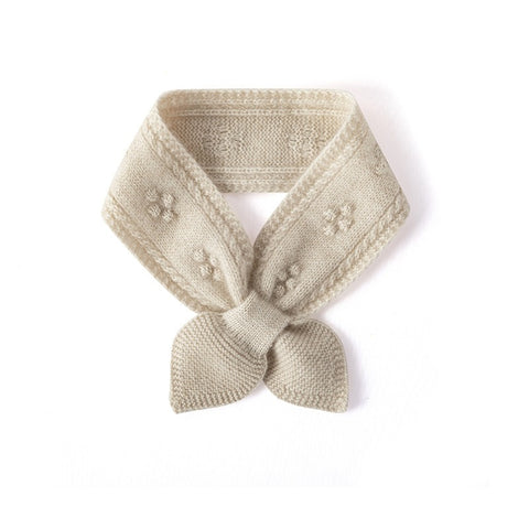 Bufanda de arco de pétido suave 100% Cashmere Floral Bandet Buff de cuello pequeño
