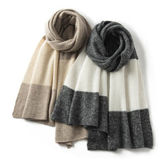 Soft and Stylish Winter Wraps 100% Cashmere Colorblock Knit Scarf