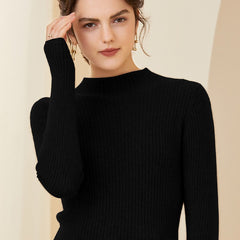 Ribbed Half Turtleneck Lightweight Knit Pullover Sweater Basic Jumper