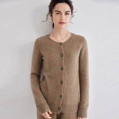 Button-Up Cashmere Cardigans Sweaters Knitted Coats Ribbed Trim