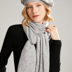 Leaf Pattern Cashmere Wrap 100% Cashmere Lace Knit Scarf
