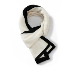 Soft Winter Knit Wrap Contrast Trim 100% Cashmere Scarf