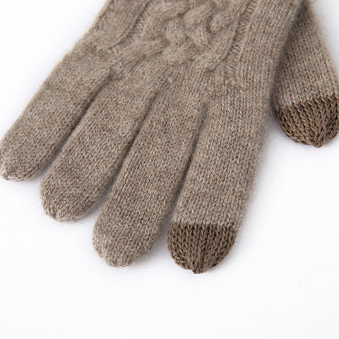 100% reine Kaschmir -Kabel -Strick -Touchscreen -Handschuhe