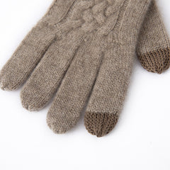 100% Pure Cashmere Cable Knit  Touch Screen Gloves