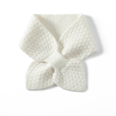 Winter Collar Cross Neck Warmer Bow 100% Cashmere Knitted Small Scarf
