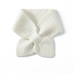 Collar Cross Neck Warmer Bow 100% Cashmere Knitted Small Scarf