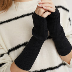 100% Cashmere Knit Arm Warmers Fingerless Mittens Gloves