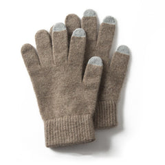 100% Pure Cashmere Ribbed Cuffs Touchscreen Gloves for Winter