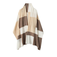Soft Knit Wrap 100% Cashmere Block-Stripe Scarf Unisex