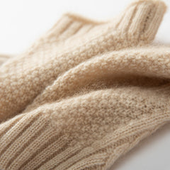 100% Cashmere Cable Knit Fingerless Wrist Half-Finger Gloves